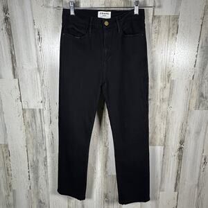 FRAME Le High Straight Jeans – Film Noir Black – Size 28 – High Rise – MSRP $238